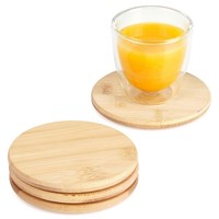 Untersetzer Glasuntersetzer Bambus Rund 9,5 Cm 4Er Set Filzschutz