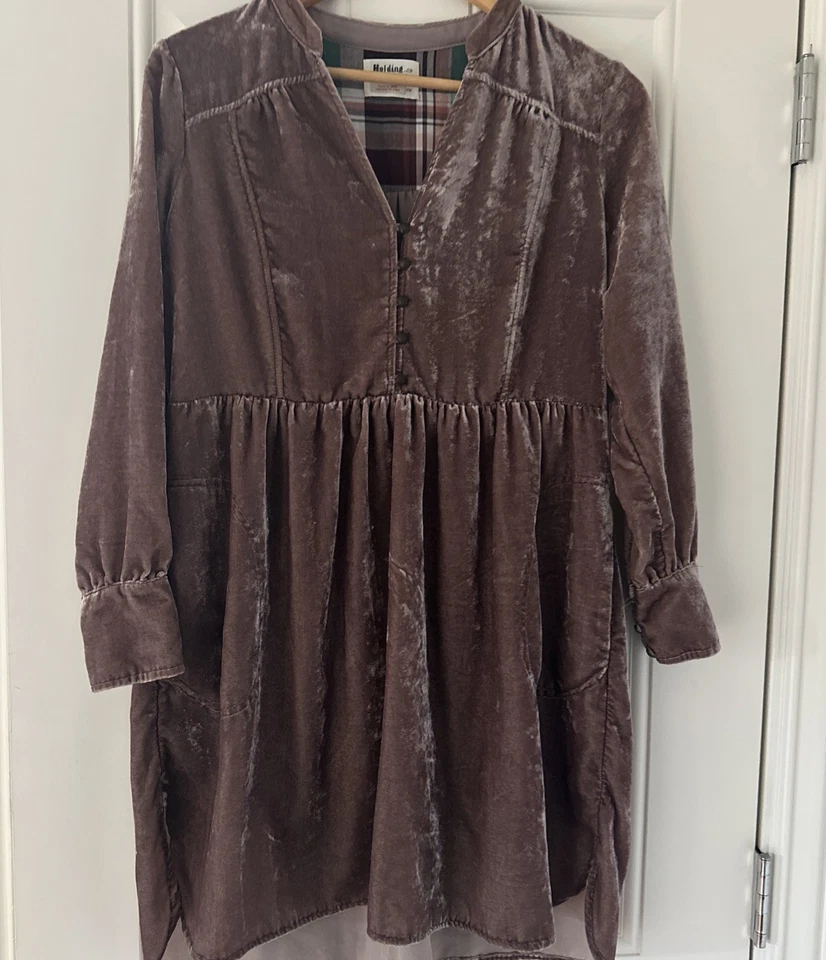 Vestido Camisa Holding Horses ANTHROPOLOGIE Nantes Malva Western Boho TERCIOPELO XS P Foto 2 de 4