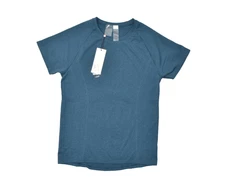 CALIA Women's Seamless Performance T-Shirt Dark Teal Blue Spacedye Size L NEW