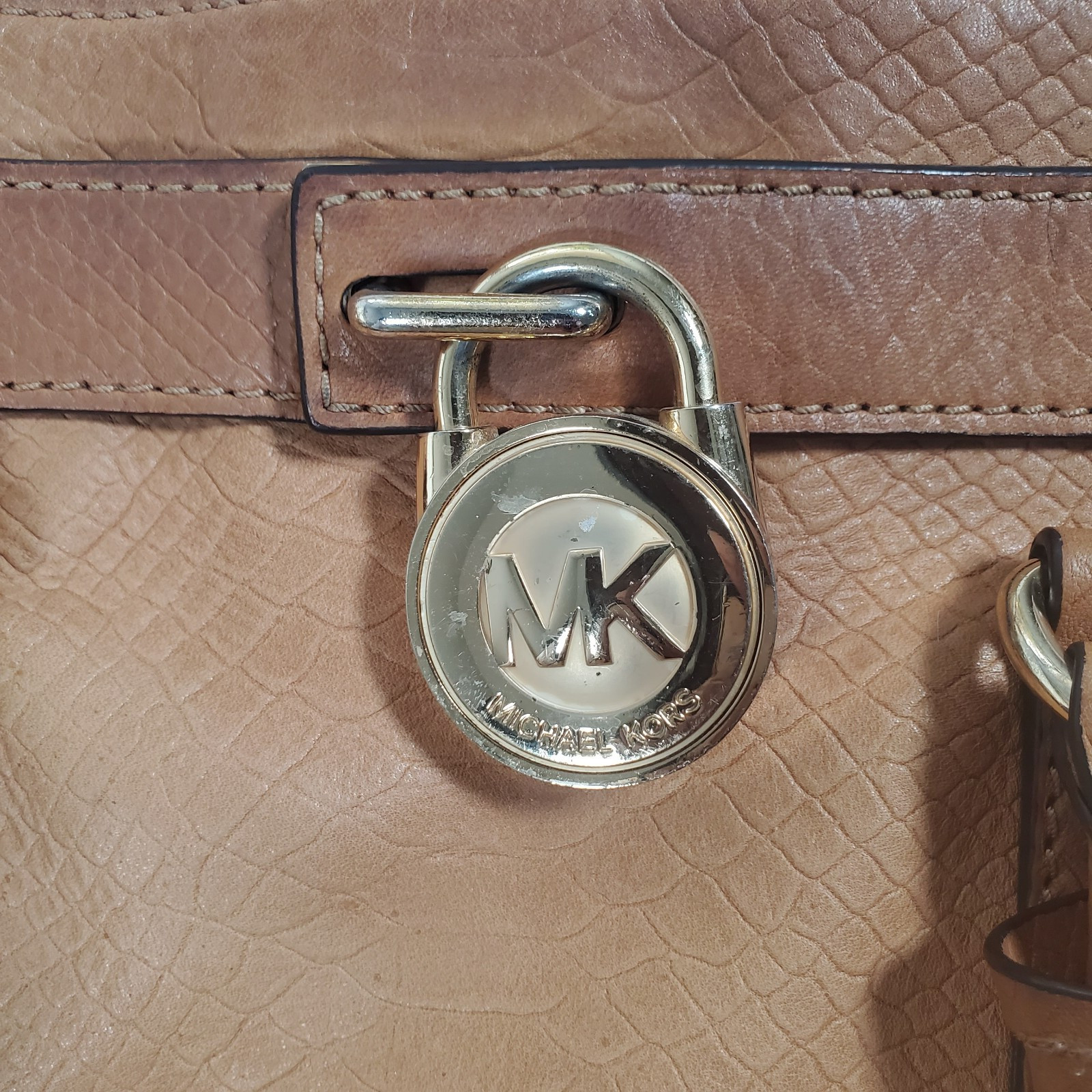 Michael Kors Hamilton Tote Brown Python Embossed … - image 8