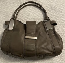 BANANA REPUBLIC Taupe Grey Leather Shoulder Bag Purse Handbag
