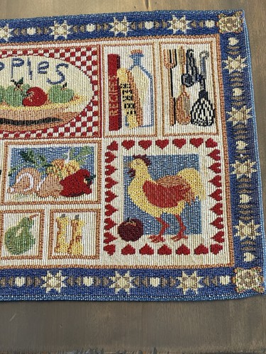 Vtg Tapestry Placemats Set of 6 Apples Chickens Farmhouse Country Decor - Picture 3 of 4