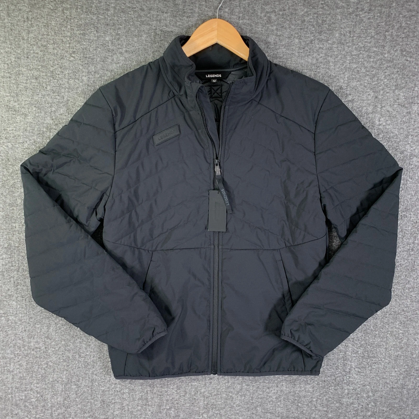 LEGENDS Nuch Puffer Jacket Men Medium Black Quilted Insulated Full Zip NEW