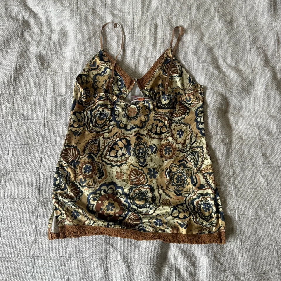 Camiseta sin mangas retro Babydoll vintage tejedoras niña M boho floral encaje ribete Y2K Foto 2 de 4