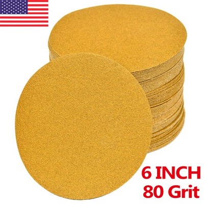 6 inch 80 Grit Sticky back 100PCS Sanding Discs Orbital SPA DA Sander Paper Pads
