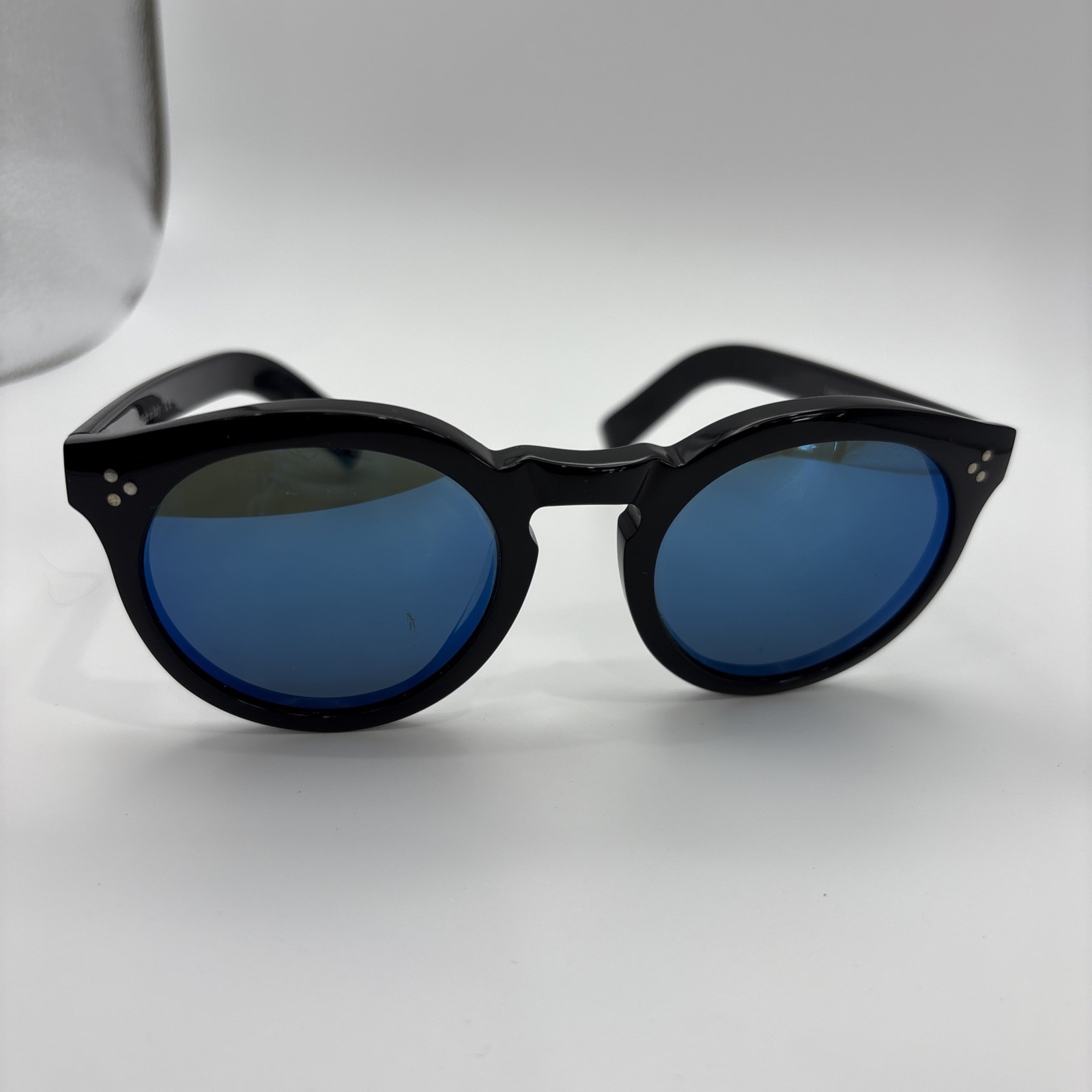 Illesteva Leonard Italy Black Blue Full Rim Classic Round Womens