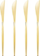 90 Pcs Gold Plastic Knives,Plastic Silverware, Gold Disposable Utensils, Heavy