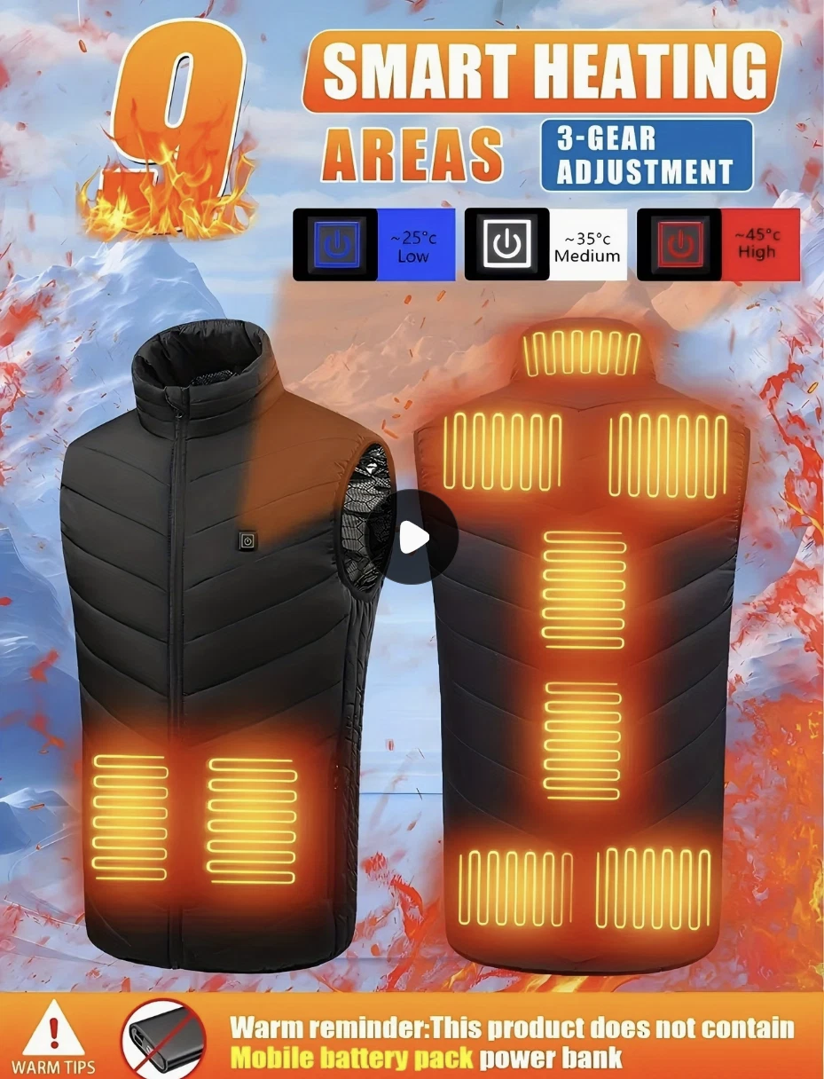 Heated Gilet Vest Jacket Bodywarmer with 9 Heat Zones – For Men & Women