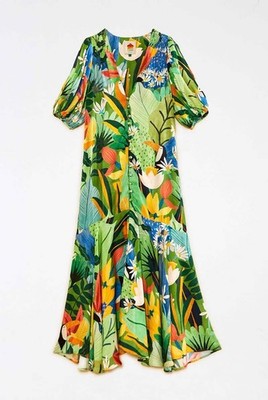 NEW, Farm Rio toucan midi dress in Green Sz M #MD1446 | eBay