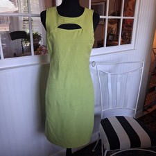 Bernard Couture Womens Lime Green BodyCon Dress Party Club Size L #363 READ