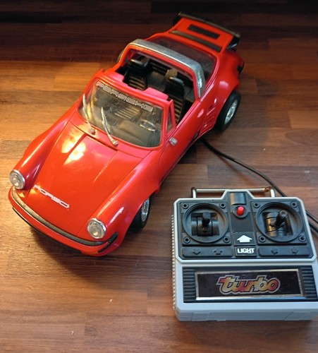 VTG New Bright RC  Red Porsche - Remote Control Toy Car -Classic Retro Toy 1986