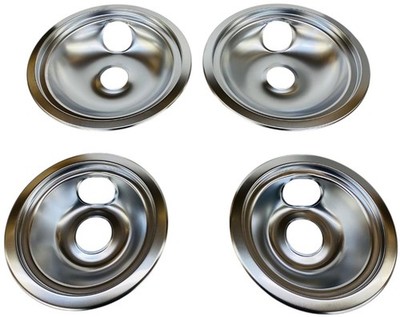 Deep Bowl Drip Pans, 4 Pack, fits GE (2x-6'' WB31X5010 & 2x-8'' WB31X5011)
