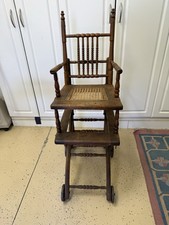 Antique Oak  High Chair And Stroller Combination Chair