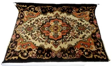 Machine Made India Style Z Brown Peach White Small Throw Rug Carpet Decorative