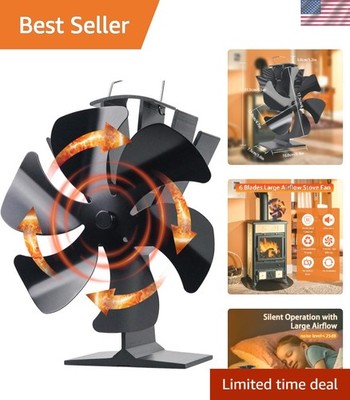 Efficient Heat Distribution Wood Stove Fan with 6 Blades and Low Noise Operation