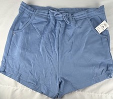 NWT Vintage Sears Blue Gym Sweat Shorts Womens L Pull On Athletic Pockets