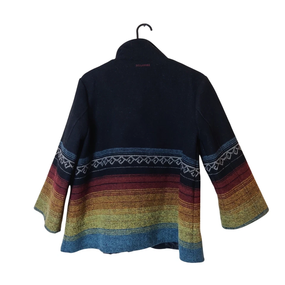 Abrigo Billabong Diseñadores Armario Mezcla Lana Colorido Azteca Guisante Grande Suroeste Foto 2 de 4