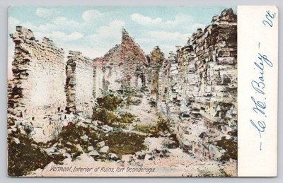 Vermont VT Interior of Ruins Fort Ticonderoga Antique Postcard