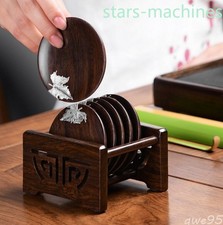 Ebony Wood Kung Fu Tea Cup Tray Dish Plate Maple Leaf Teaware Accessories