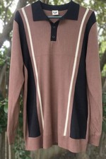 Men  s Long Sleeve Knit Polo Shirt  Brown  Black  Vintage Style  Classic Fit