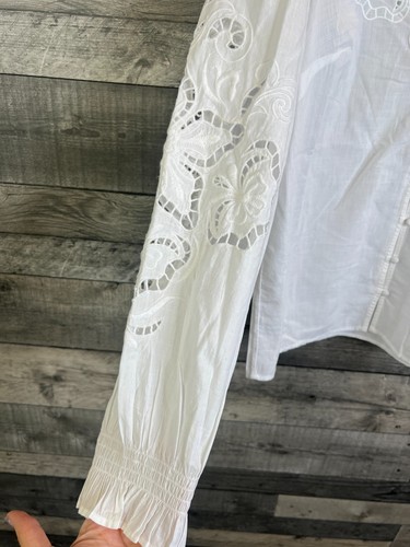 Boden Damen Bluse Top UK 12 weiß Cutwork Spitze bestickt Shirt Freizeit Smart - Bild 6 von 11