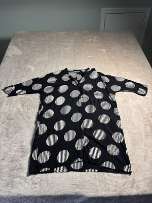 Masai Copenhagen Iosetta Dress Tunic M Black White Striped Polka Dot Lagenlook