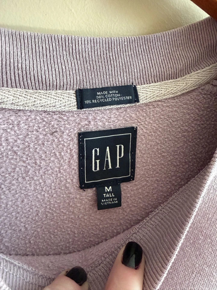 Gap Women’s Split Hem Longsleeve Sweatshirt Elderberry Purple Pullover Med Tall - Image 4 of 4