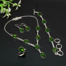 Peridot 925 Sterling Silver Pear Gemstone Handmade Beautiful Jewelry Set AAB 191