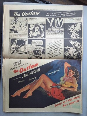 Sunday Comics Pittsburgh Sun-Telegraph July 28 With 1946 THE OUTLAW Ad