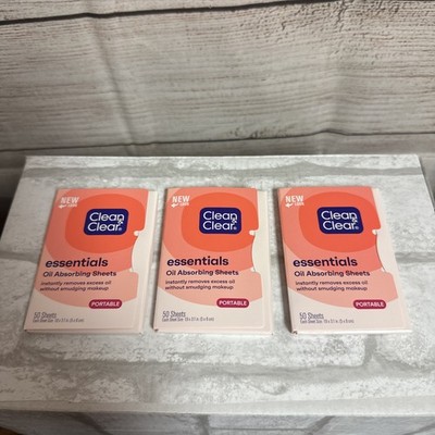 Clean and Clear Oil Absorbing Sheets - 50 sheets Each X3 Packs 150 Total Sheets