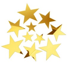40Pcs Gold Stars Acrylic Mirror Wall Stickers 3D Acrylic Mirror Wall