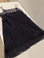 Victoria's Secret women's Silk Nightie Lace Slip Dress S y2k Dark Gray