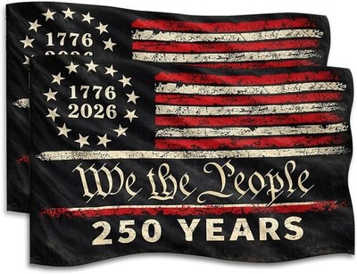 250th We The People USA Flag 1776-2026 2-Pack Vinyl Decal Sticker 5''x3.5''