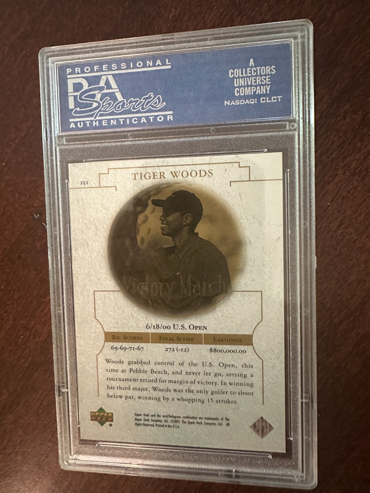 Tiger Woods 2001 Upper Deck Victory March #151 PSA 9 Mint view 2