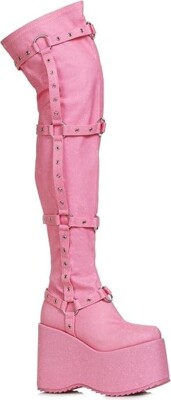 ELLIE 5'' Chunky Heel Platform Boot 500-FUMIKO - PINK GLITTER - SIZE 11