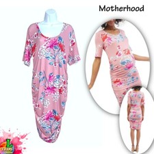 NWT Motherhood Maternity L Half Sleeves Side Ruched Maternity Dress Floral