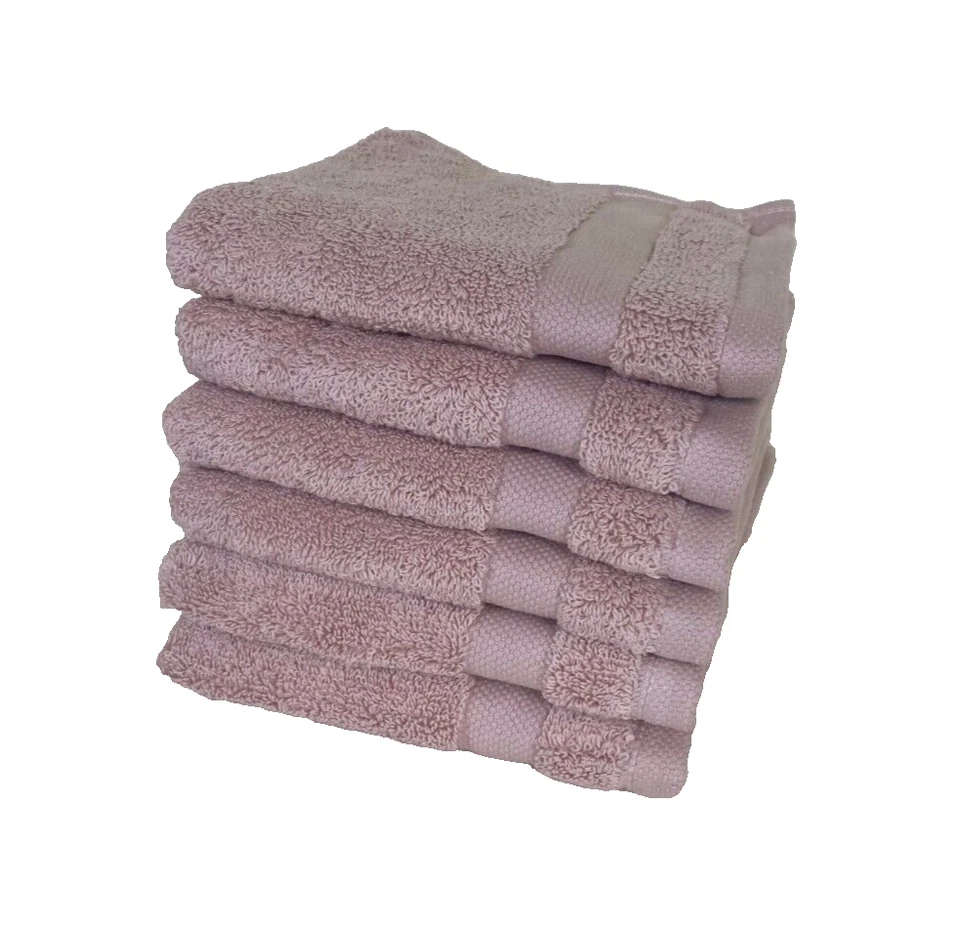 Paño de algodón orgánico A1HC 13x13" 6 piezas rosa polvo felpa de origen ético Foto 2 de 4