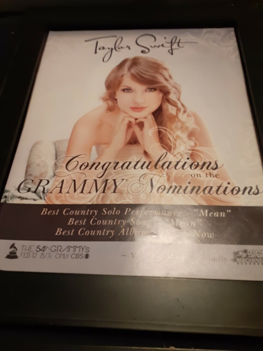 Taylor Swift Grammy Awards Rare Original Promo Poster Ad Framed 