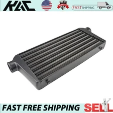 Universal Aluminum Black Turbo Intercooler For Inlet/Outlet 3" I/O OD 31"x13"x3"