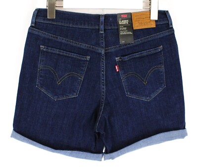 LEVI'S Classic Premium Big E Shorts Damen W28 Faded Zip Fly Stretchy Turn Up