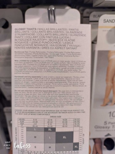 Primark SAND 5 Paar glänzende Strumpfhosen 10 Denier polierte Optik Bein glänzen S M L XL - Bild 5 von 10