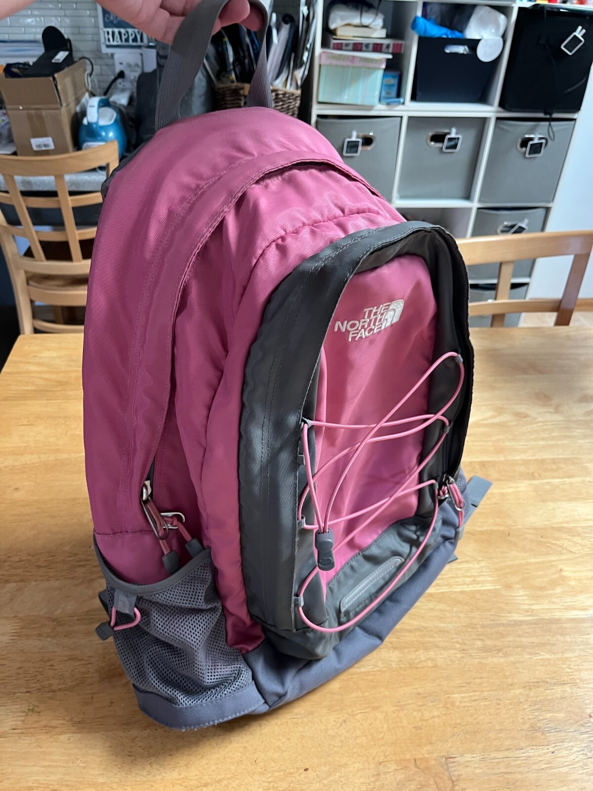 North Face Jester Womens Girls Backpack Pink Gray School Hiking Day Bag |  eBay