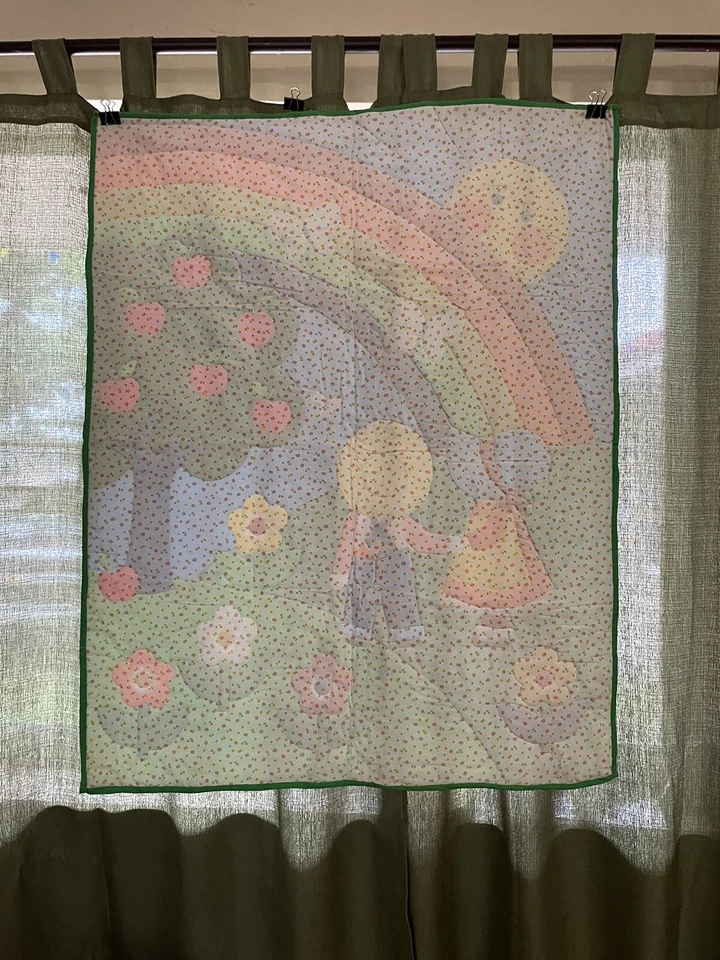 Sunbonnet Sue Overall Sam VTG 1980's Rainbow Quilt Wall Hanging 34” X 43” - Image 2 of 2