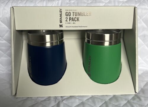 Stanley Go Tumbler 2 Pack Insulated Mugs Wine Cups Blue Green 10oz NIB