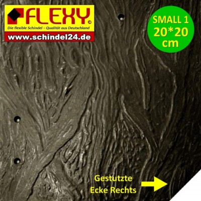 50 Stück  Flexy Small 1 Schindeln schwarz  matt mit Struktur Ecke