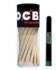 OCB Virgin Unbleached Cones 1  1/4 ~75 pack~Cigarette Rolling Papers Free Tube