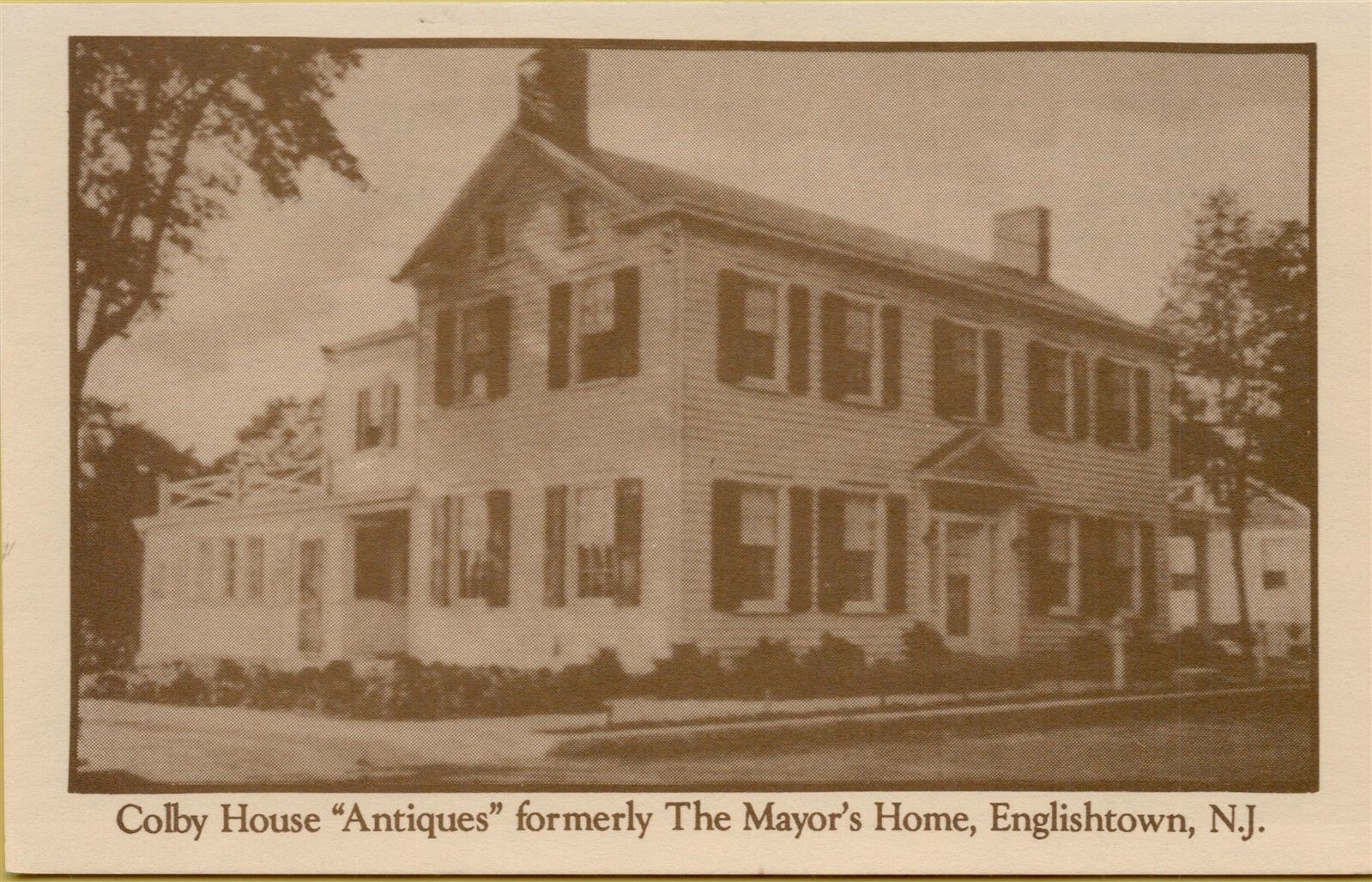 Exterior View Colby House Antiques Mayor's Home Englishtown NJ Postcard