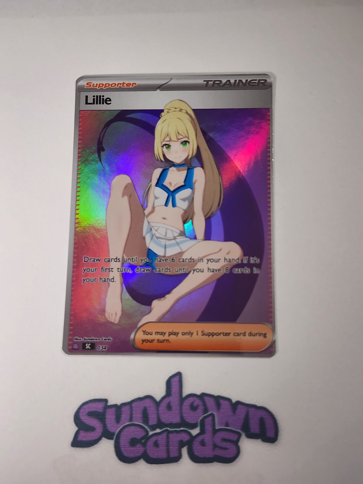 Lillie HOLO Full Art Pokemon Anime Waifu DIY Trainer Art card SC034