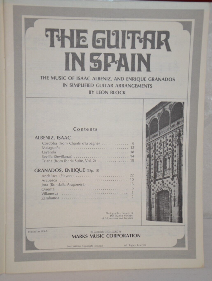 Leon Block The Guitar in Spain (Isaac Albeniz, Enrique Granados) music ...
