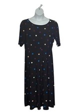Women's size 14 short sleeve A-line black and multi colored polka dot long dress